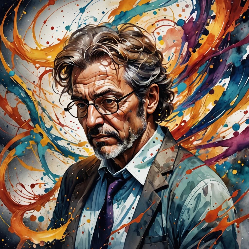 Brownian Motion: Swirling Concept Art in Watercolor Style