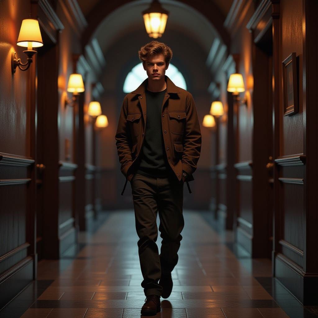 Thomas Brodie Sangster in Cinematic Hallway Portrait