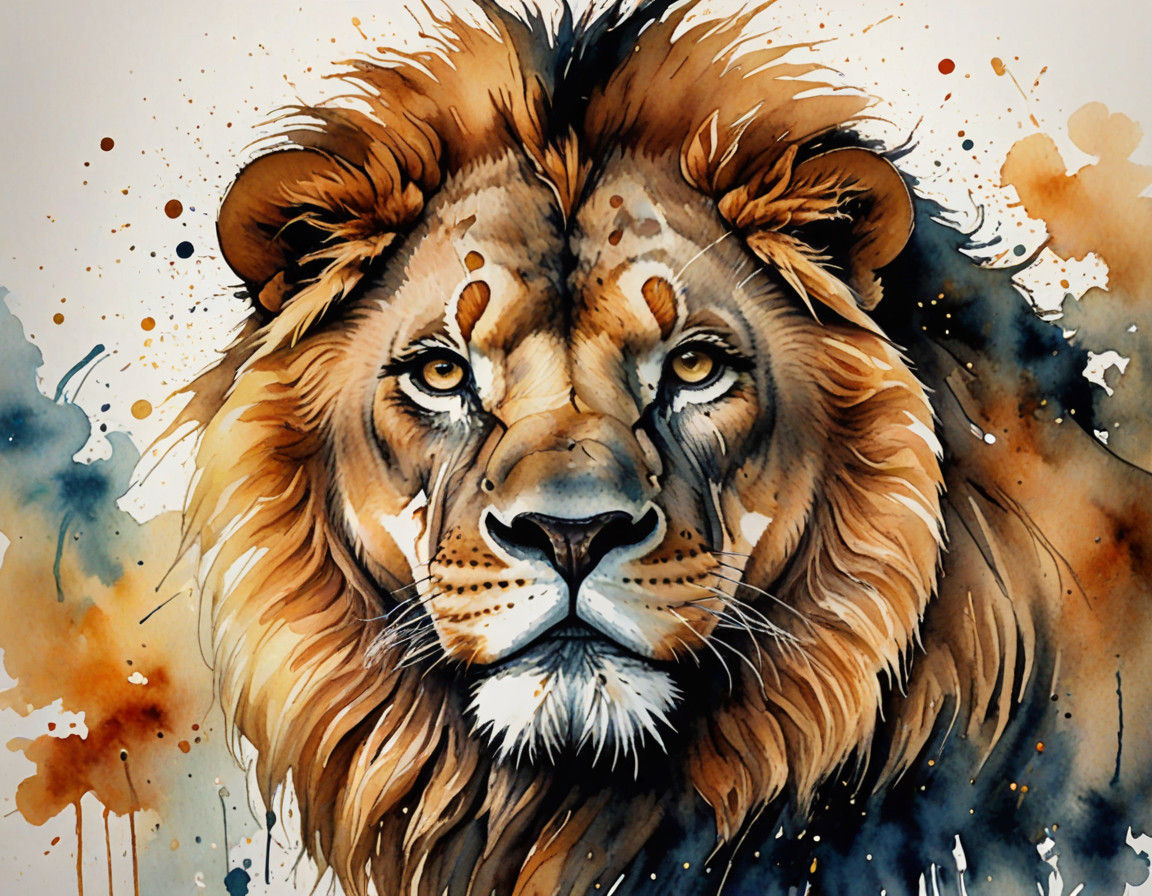 Gentle Lion Watercolor Masterpiece