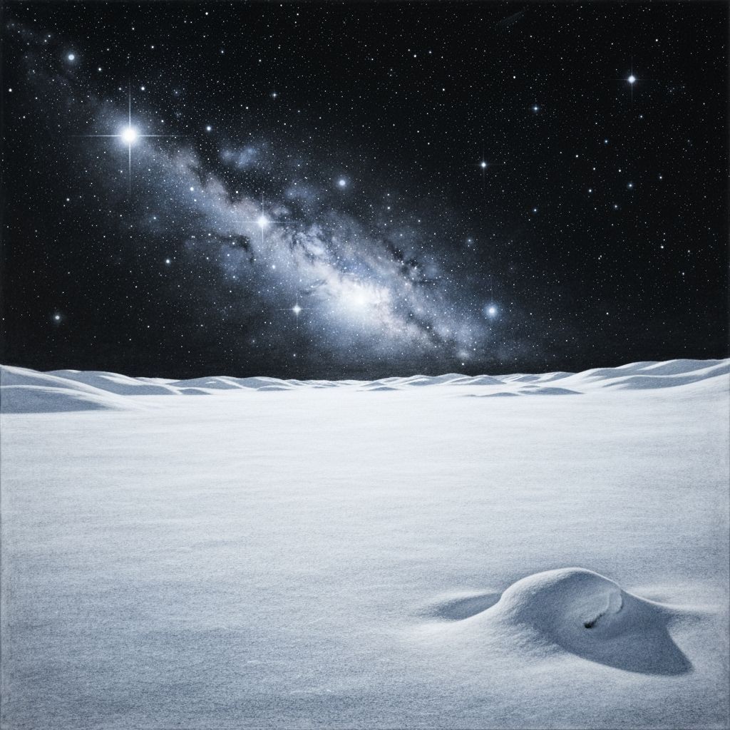 Vast Snowy Landscape in Ethereal Astral Illustration Style