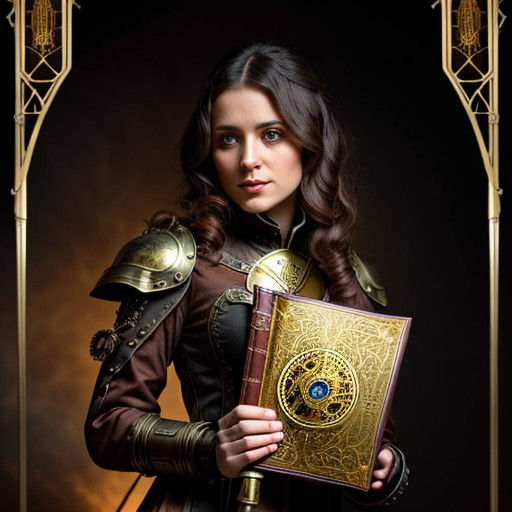 Surreal Fantasy Portrait of a Female Wizard in Steampunk Sty...