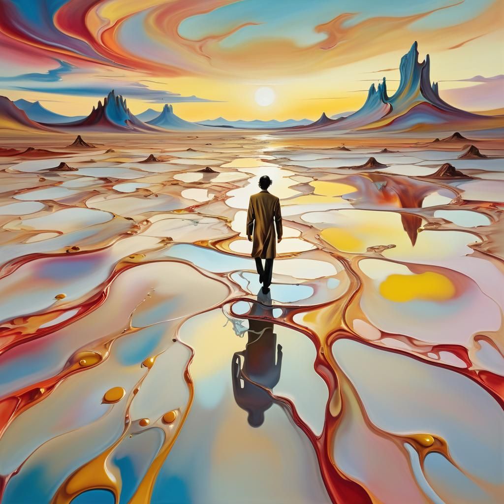 Enter a dreamscape of the golden hour of Surrealism wear you mind is open to the ethereal nature of the illusions around...