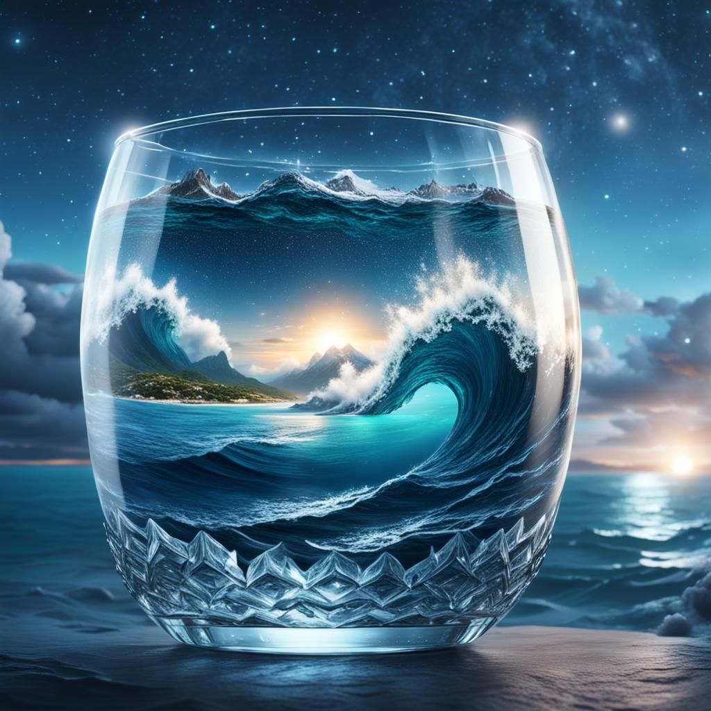 Ocean in a Glass at Midnight: Digital Matte Painting