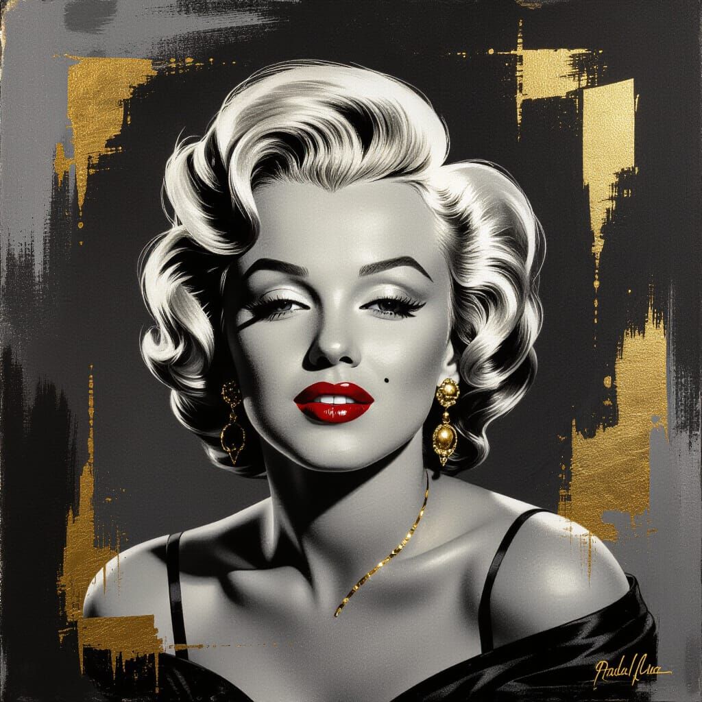 A stunning painterly 3D portrait of Marilyn Monroe, reimagin...