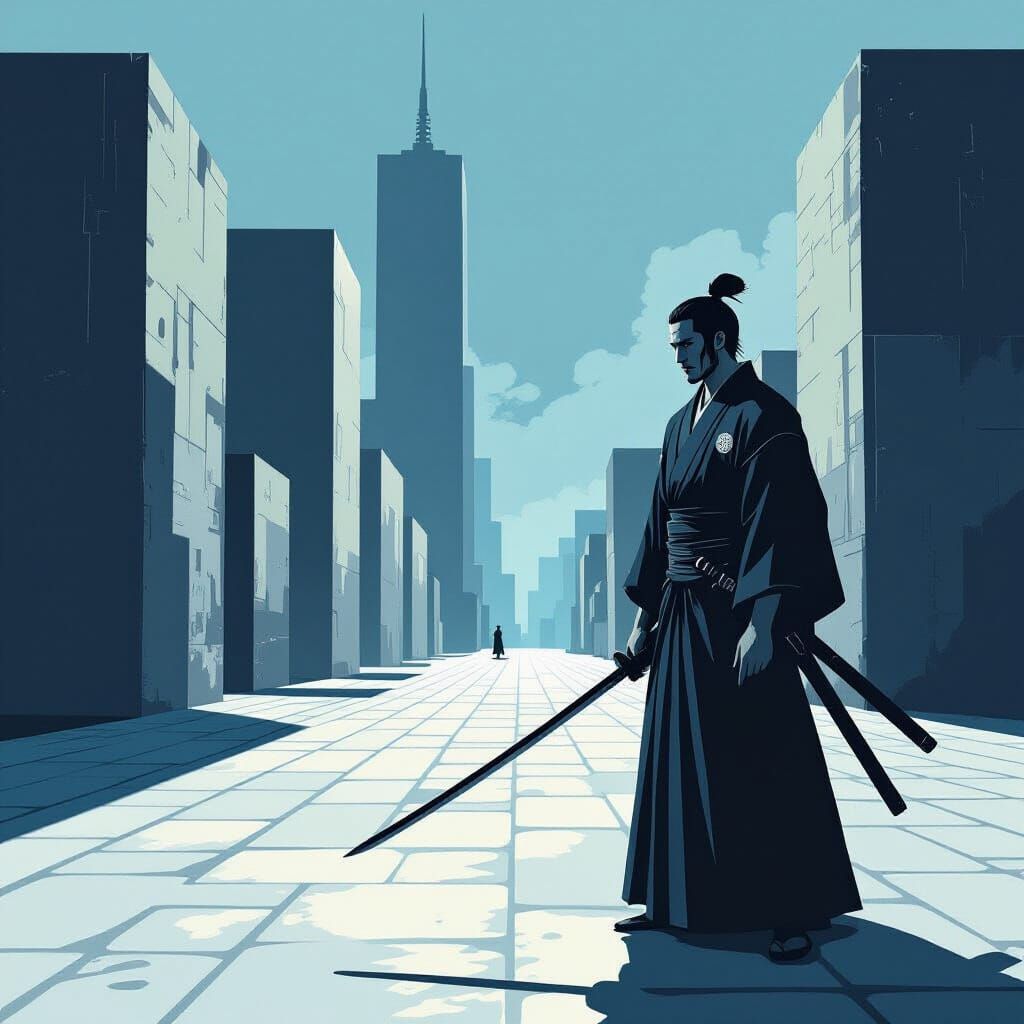Giorgio de Chirico meet Samurai Zatoichi