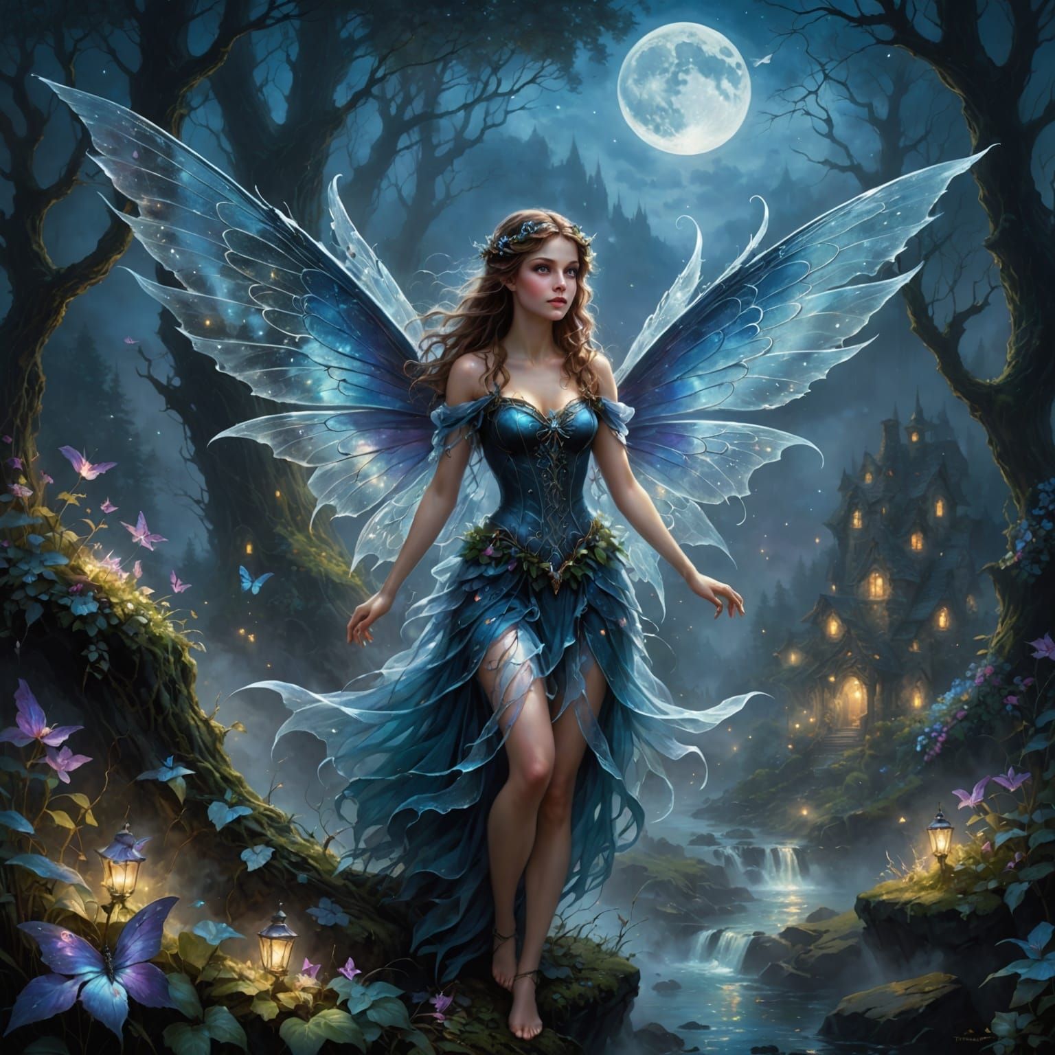 Ethereal Mist Fairy with Glowing Blue Eyes