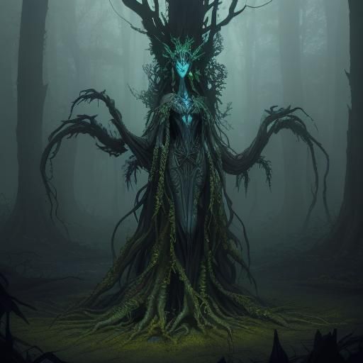 Eerie Forest: Twisted Seedling with Bioluminescent Glow