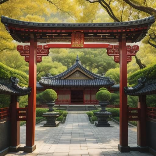 Traditional Chinese Villa with Carved Wooden Doors