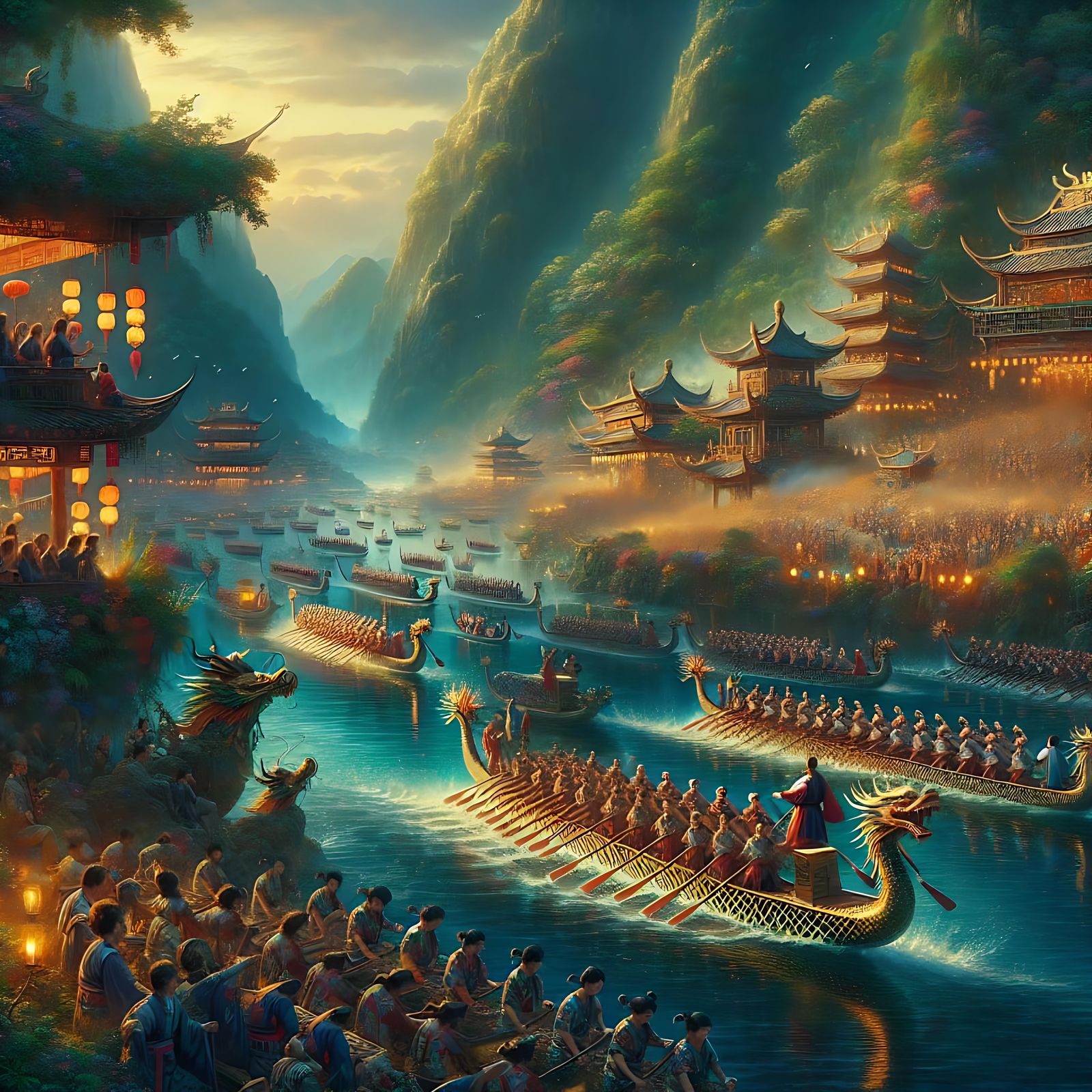 Vibrant Dragon Boat Festival Concept Art