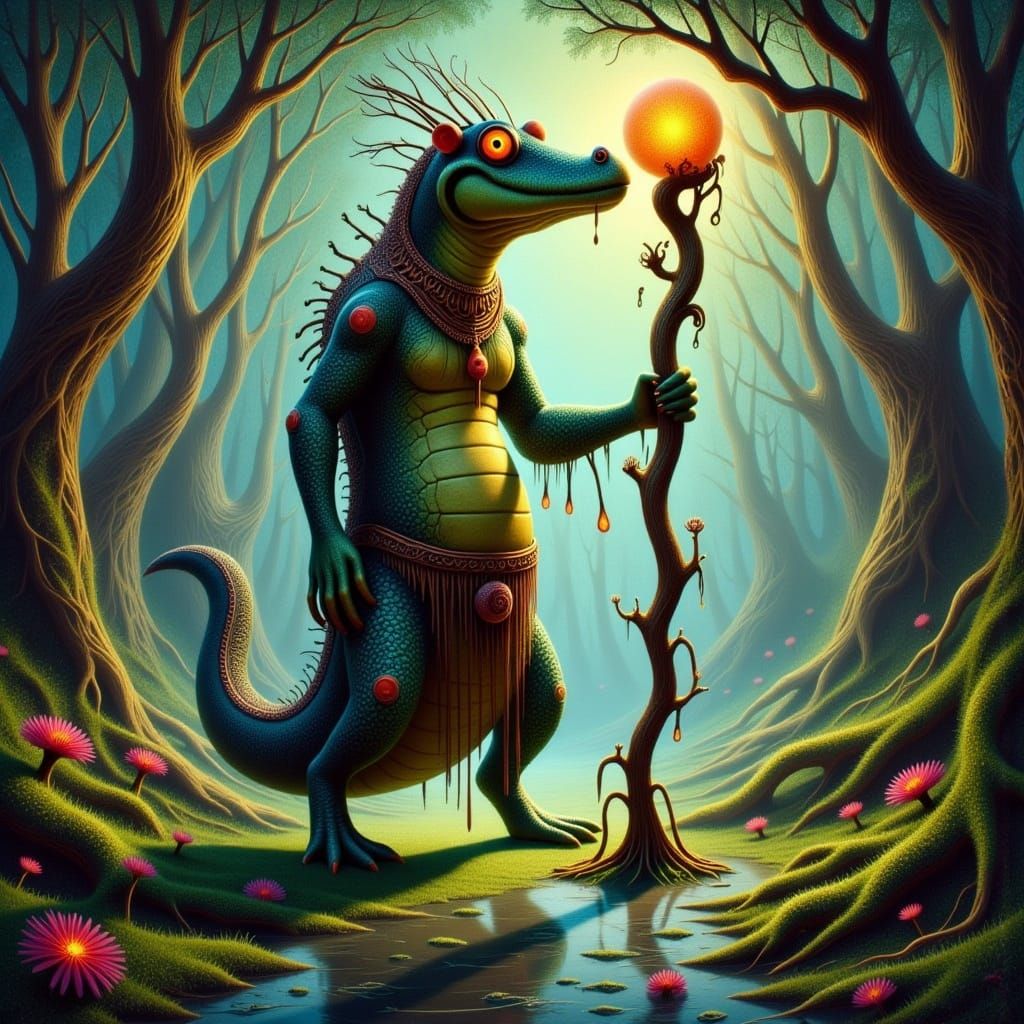 Crocodile Shaman in Ancient Forest