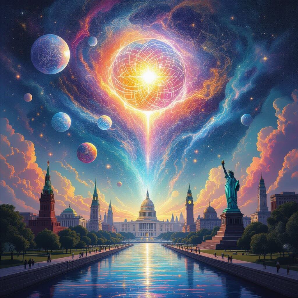 Cosmic Alien Invasion of Earth in Luminous Style