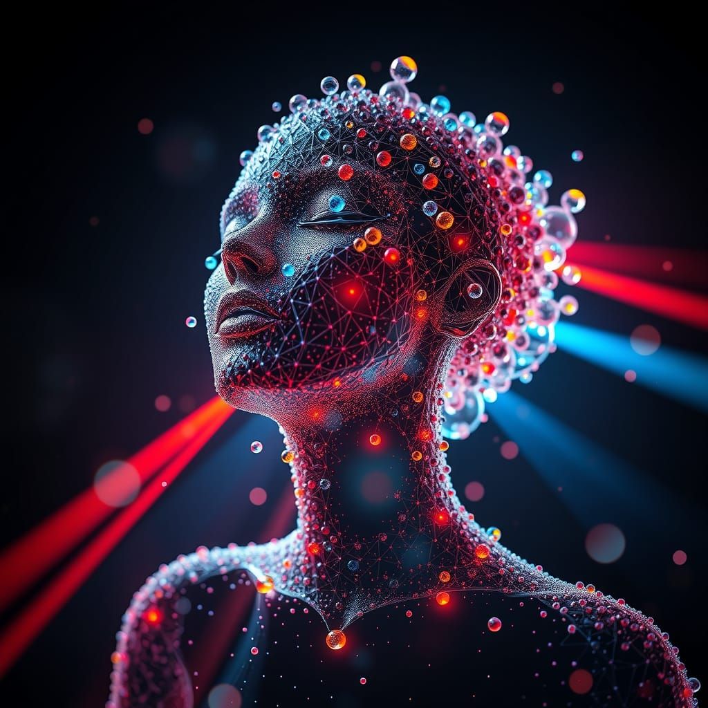 Volumetric 3D Portrait with Glass Orbs and Lasers