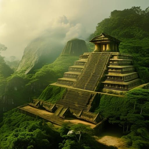 Mayan Temple in Jungle: Epic Digital Painting
