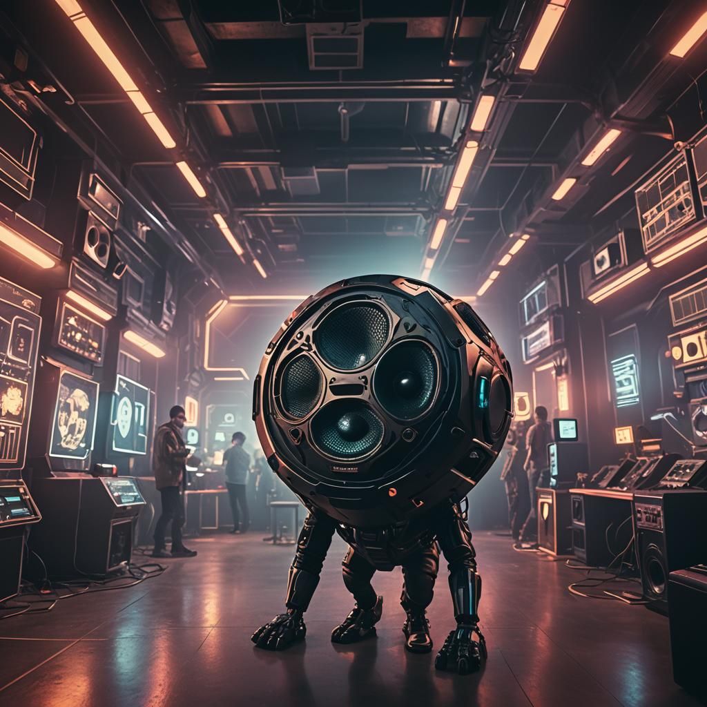 Sci-Fi Dance Club with Subwoofer Speaker