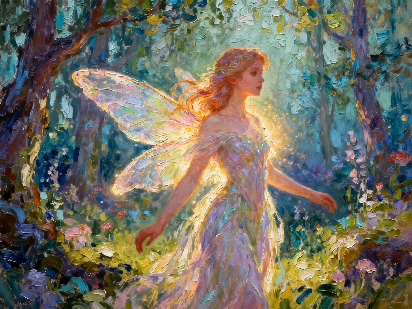 Magical Fairy in Beautiful Impasto Style Painting