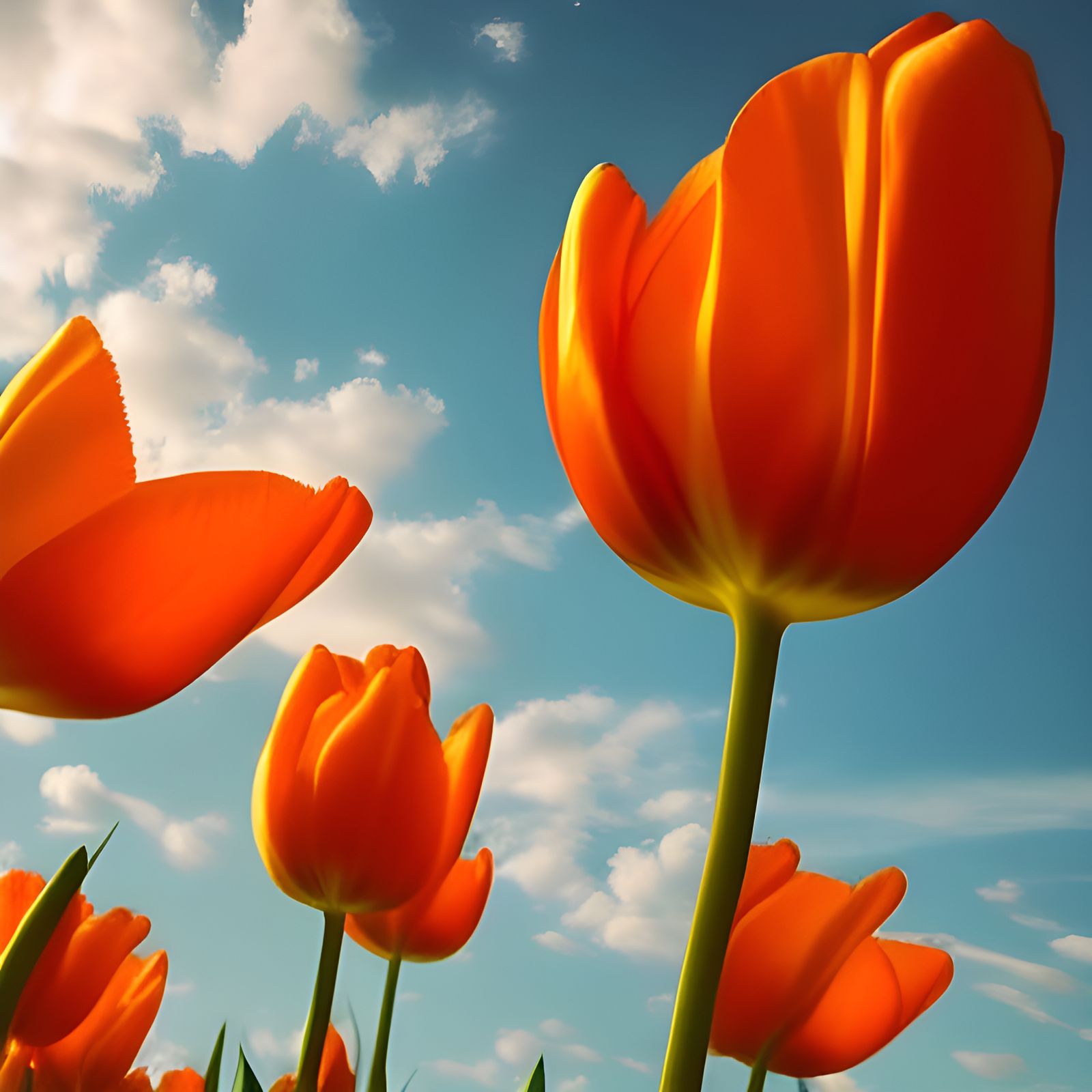 Orange Tulip Flowers