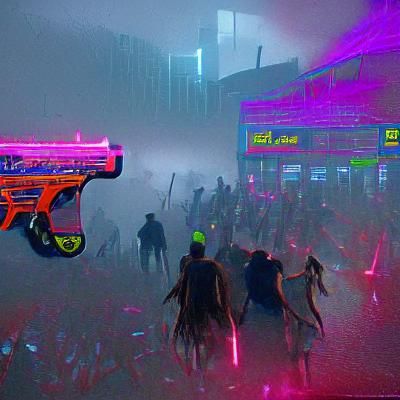 Cyberpunk Zombie Apocalypse in Neon City