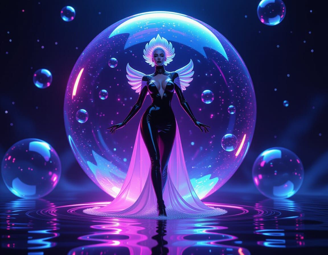 Gorgeous abstractly alluring latex outfit in the bubble abst...