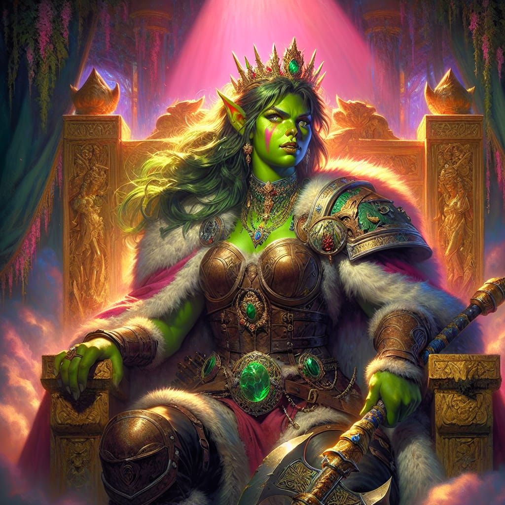 Orc Warrior Queen on Golden Throne
