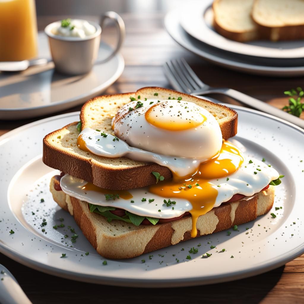 Epic 3D Render of Croque Monsieur with Egg
