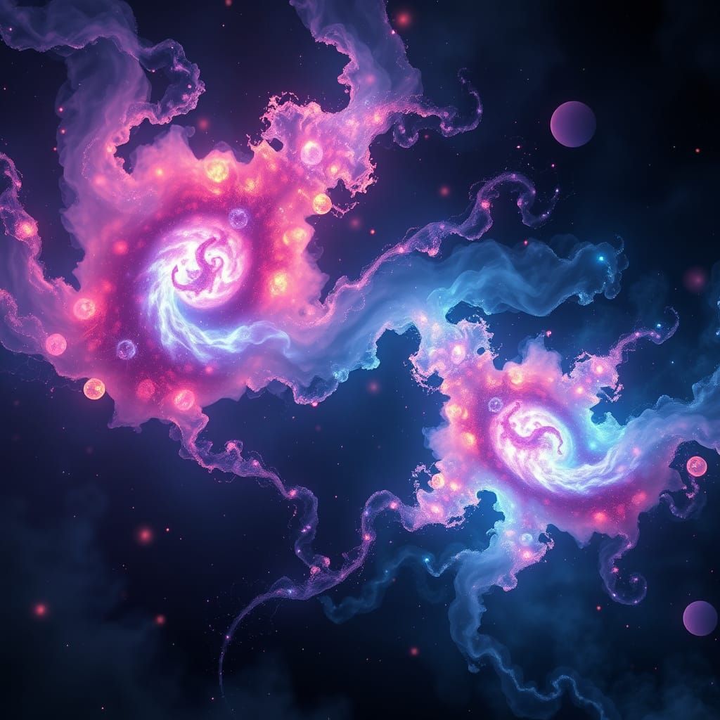 Cosmic Energy Beings in Fantastical Matte Painting Style