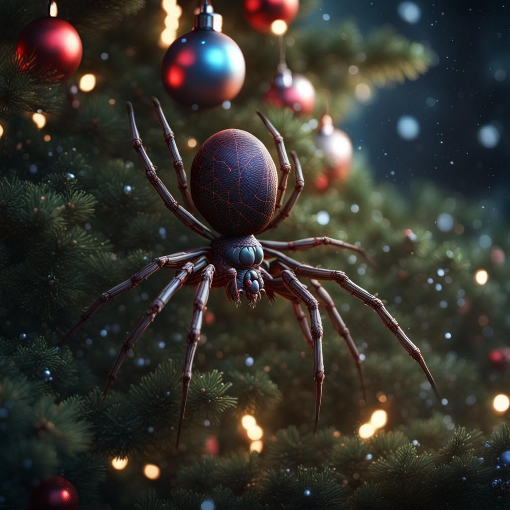 Spider in Christmas Tree: Detailed Matte Painting