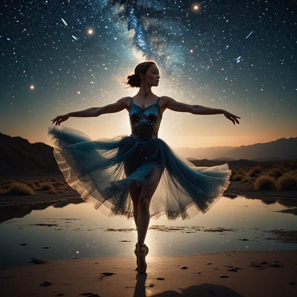 Elegant Ballerina Shines Among Celestial Bodies