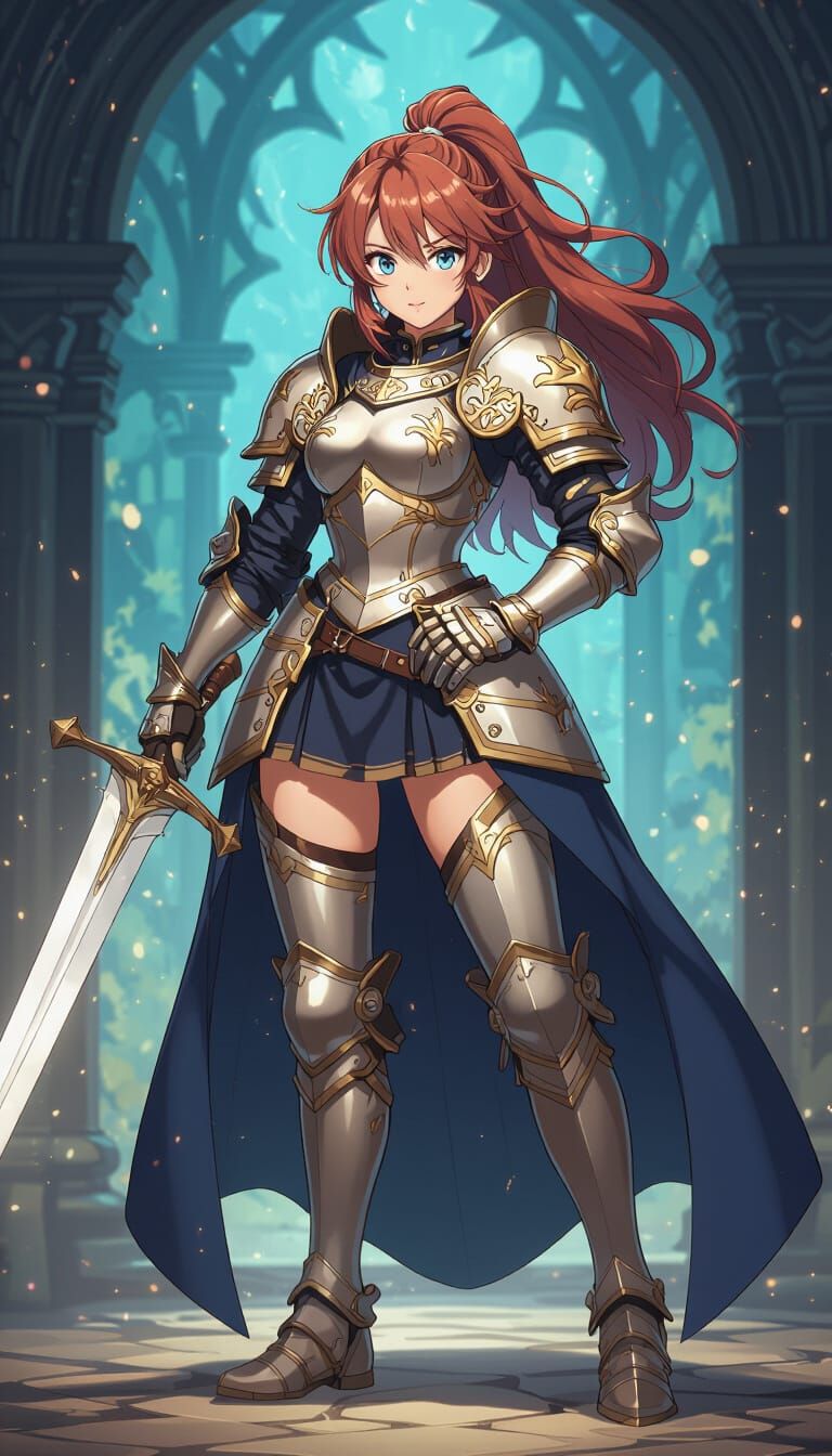 Renaissance Knight Girl in Manga Style
