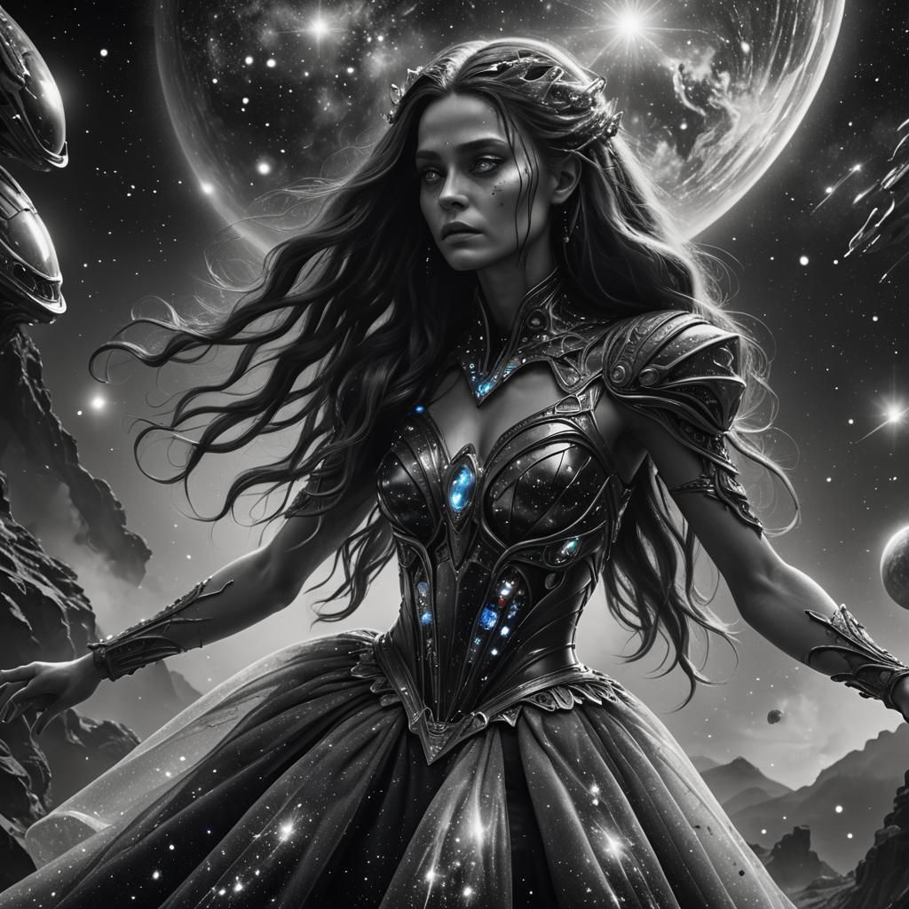 Alien Woman in Galactic Ballgown: Fantasy Concept Art