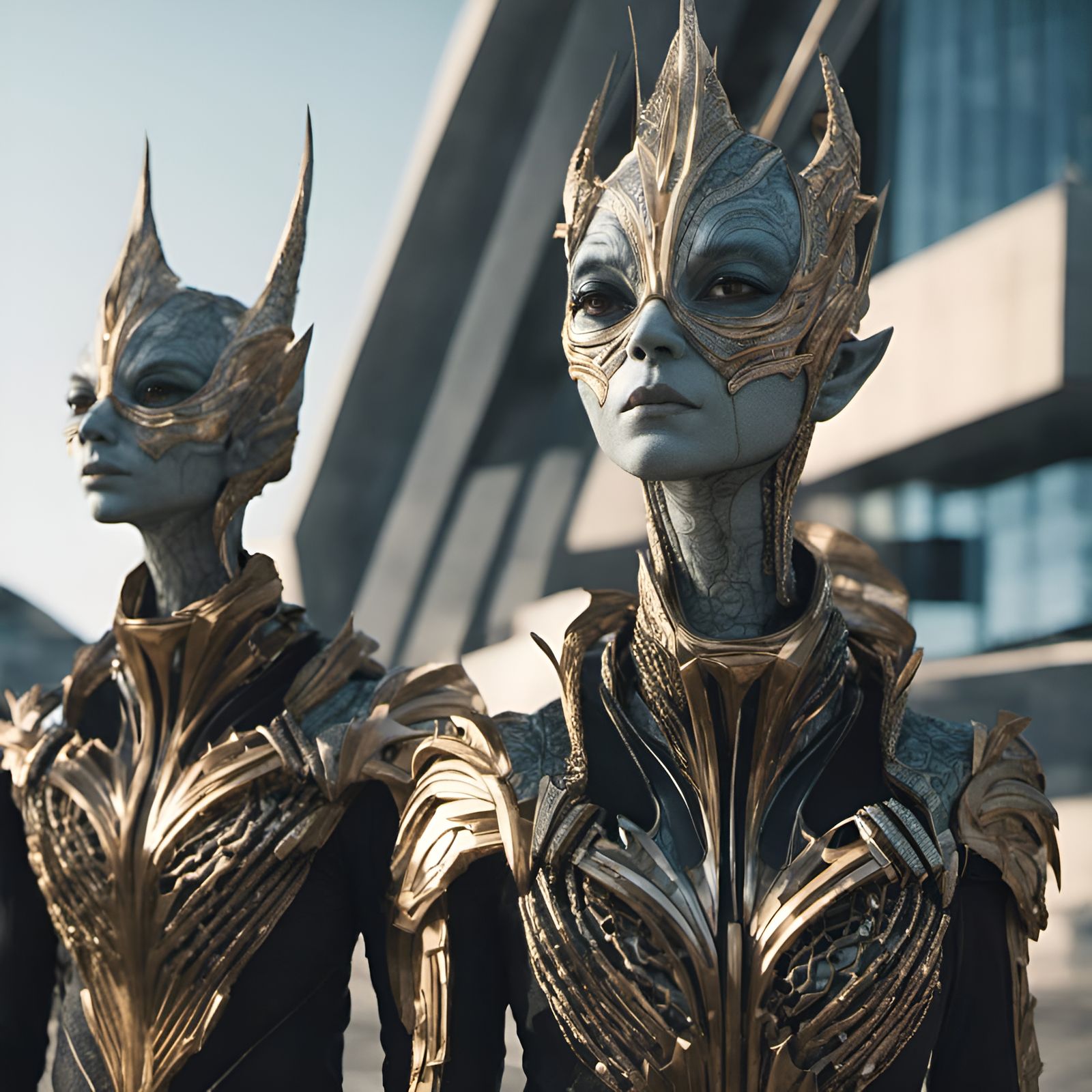 Peaceful Alien Meeting: Detailed Futuristic Digital Art