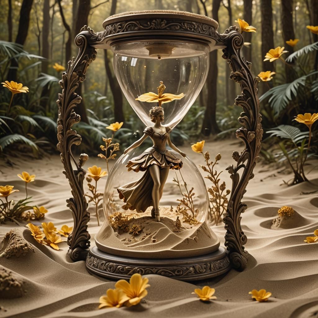 Hourglass Ballerina in Magical Forest of Sand