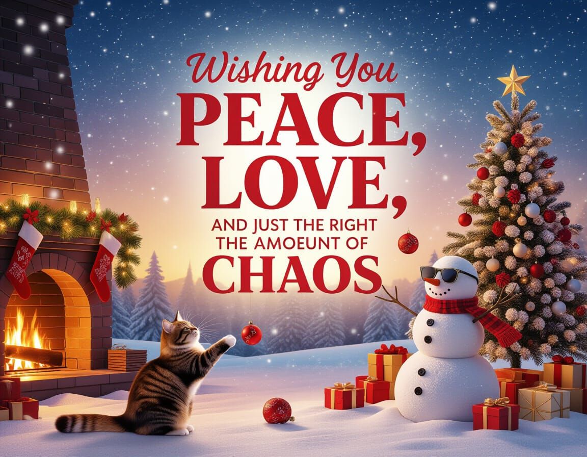 Festive Holiday Poster with Playful Chaos