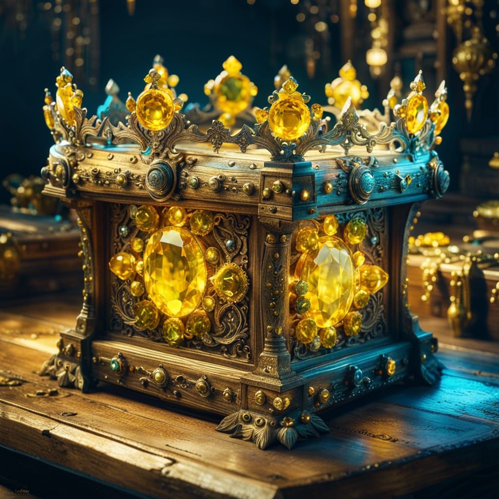 Luxurious Crown in Ancient Box: Fantasycore Artwork