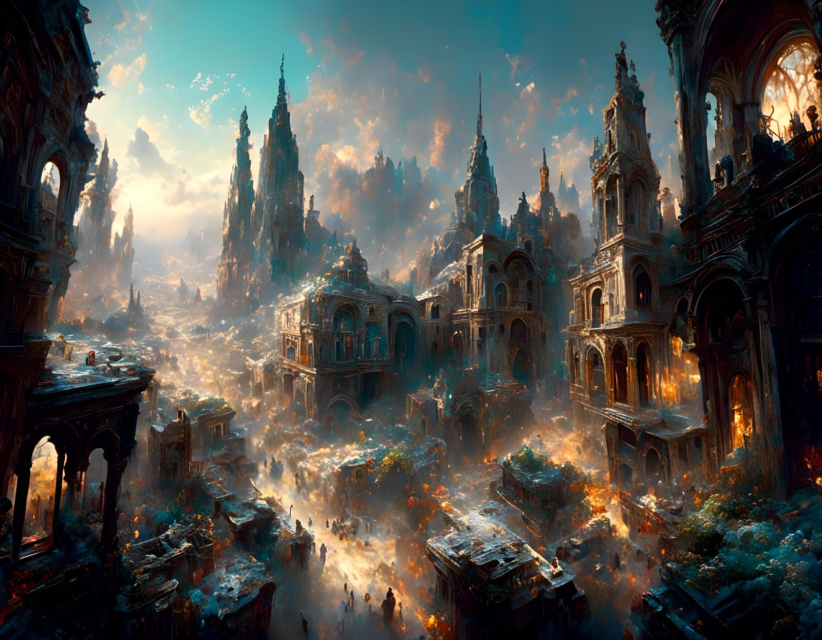 Abstract Cityscape with Vibrant Colors