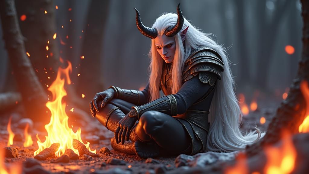 Fiery Anime Devil Concept Art in 3D