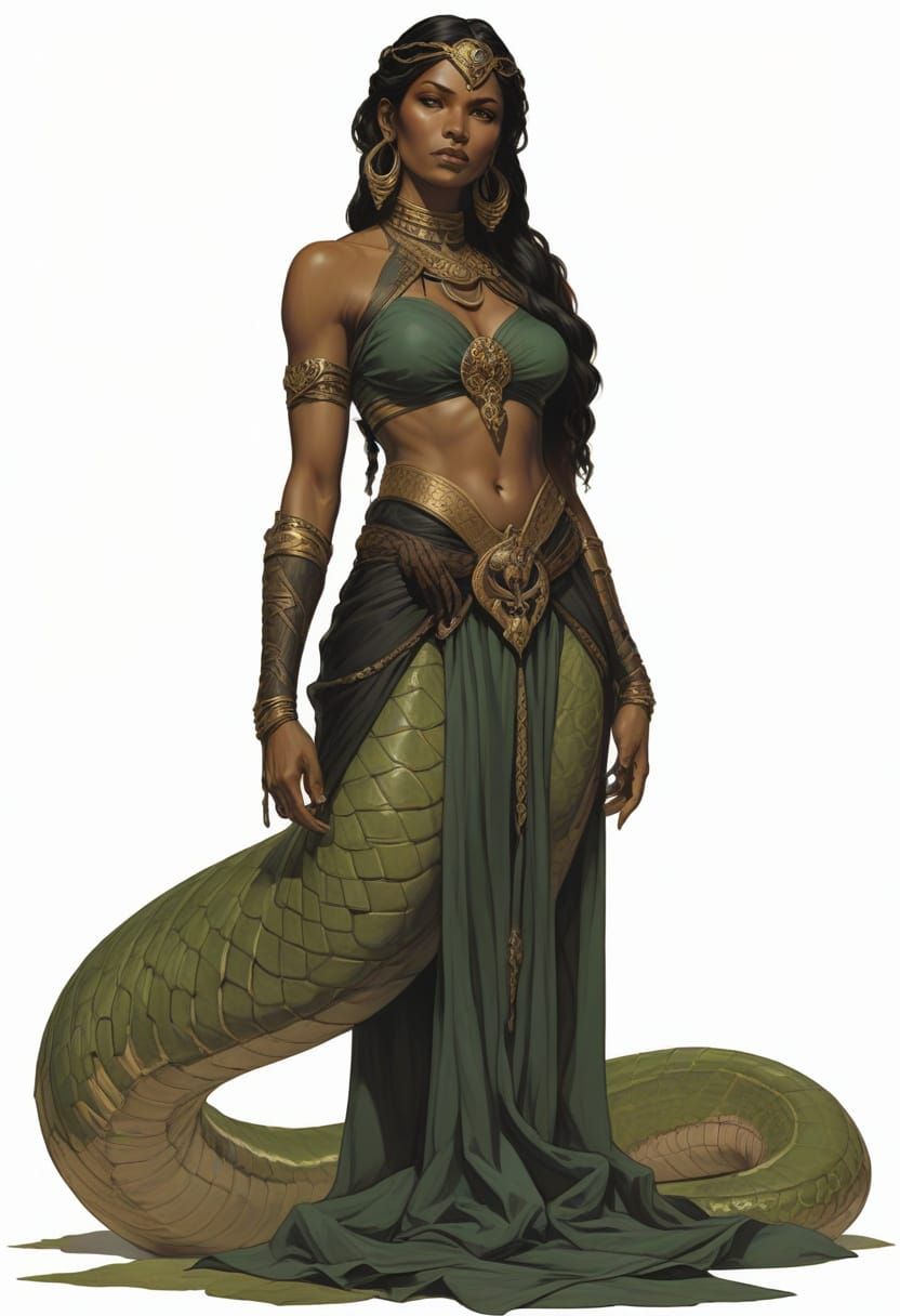 Heroic Naga Woman in Vivid Fantasy Art