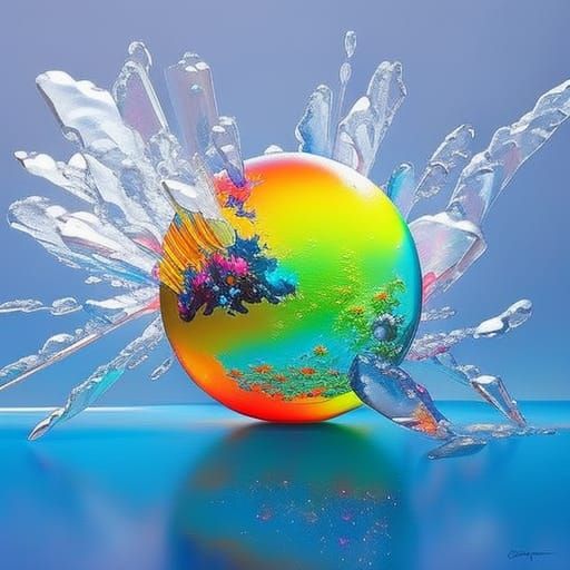 Vibrant Spring Crystal Sphere in Graffiti Art Style