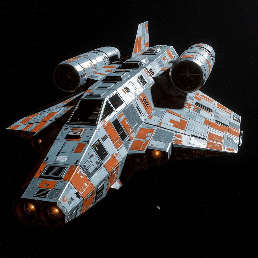 Photorealistic Cargo Spaceship in Outer Space