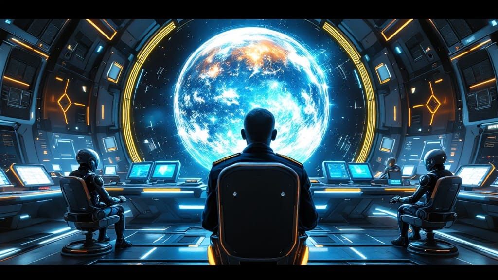 Spaceship Bridge in Futuristic Command Center