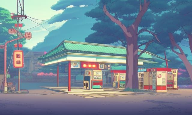 Old gas station in japan