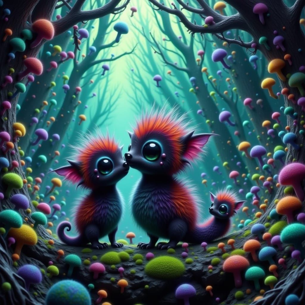 Whimsical Critter Creatures in Fantastical Forest
