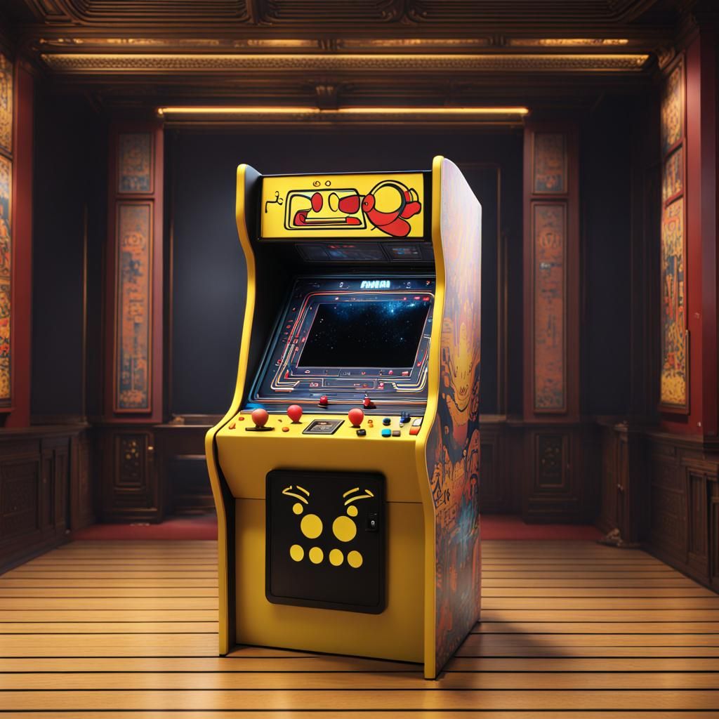 Japanese Pac-Man Arcade Machine: Digital Matte Painting
