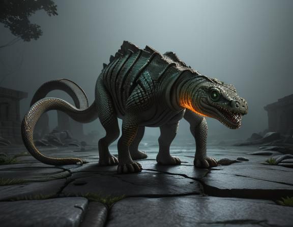 Mutated Snake in Ancient Temple: 3D Game Cinematic