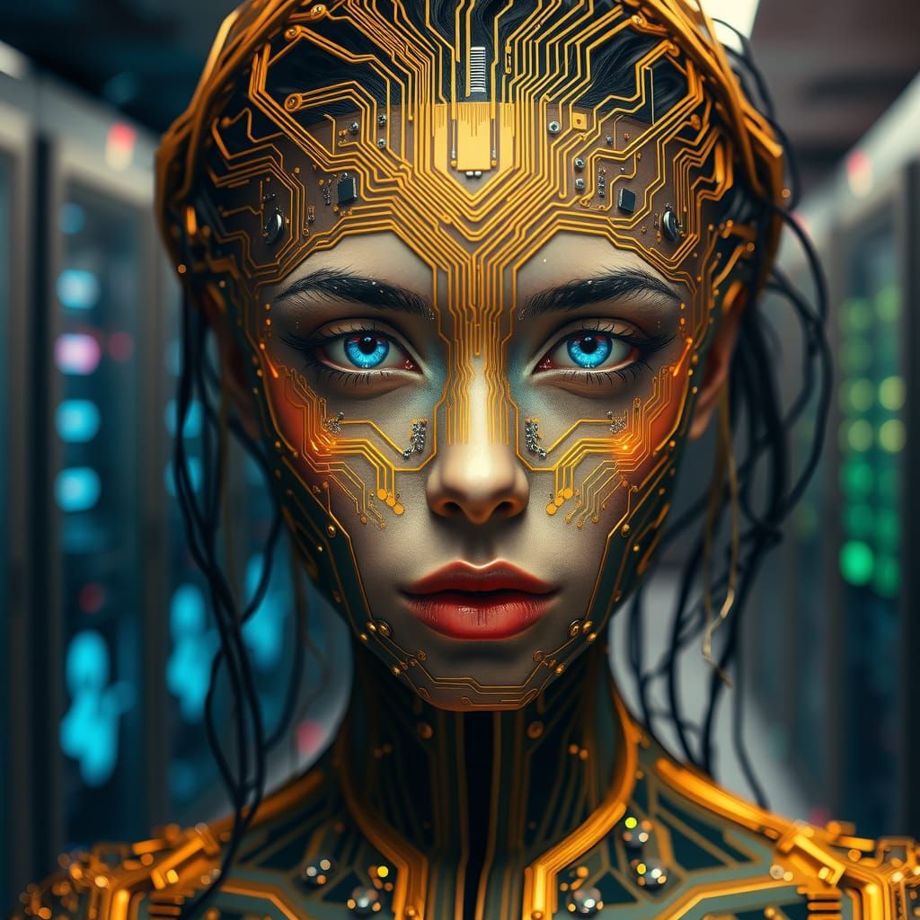 Circuitry Woman: A Cyberpunk Portrait