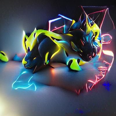 Neon Glowing Zeraora in Hyperrealistic 8K