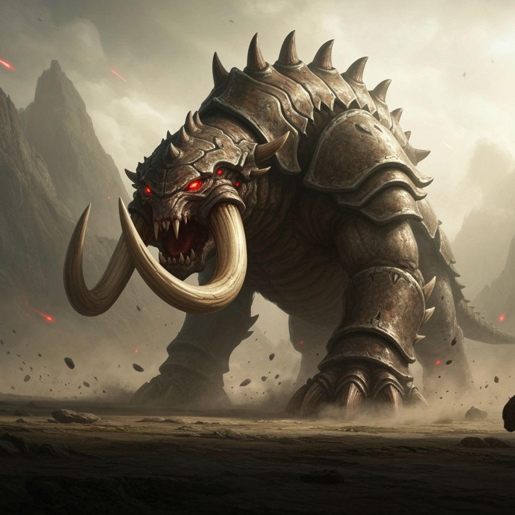 Colossal Mammoth Ultralisk with Glowing Red Eyes