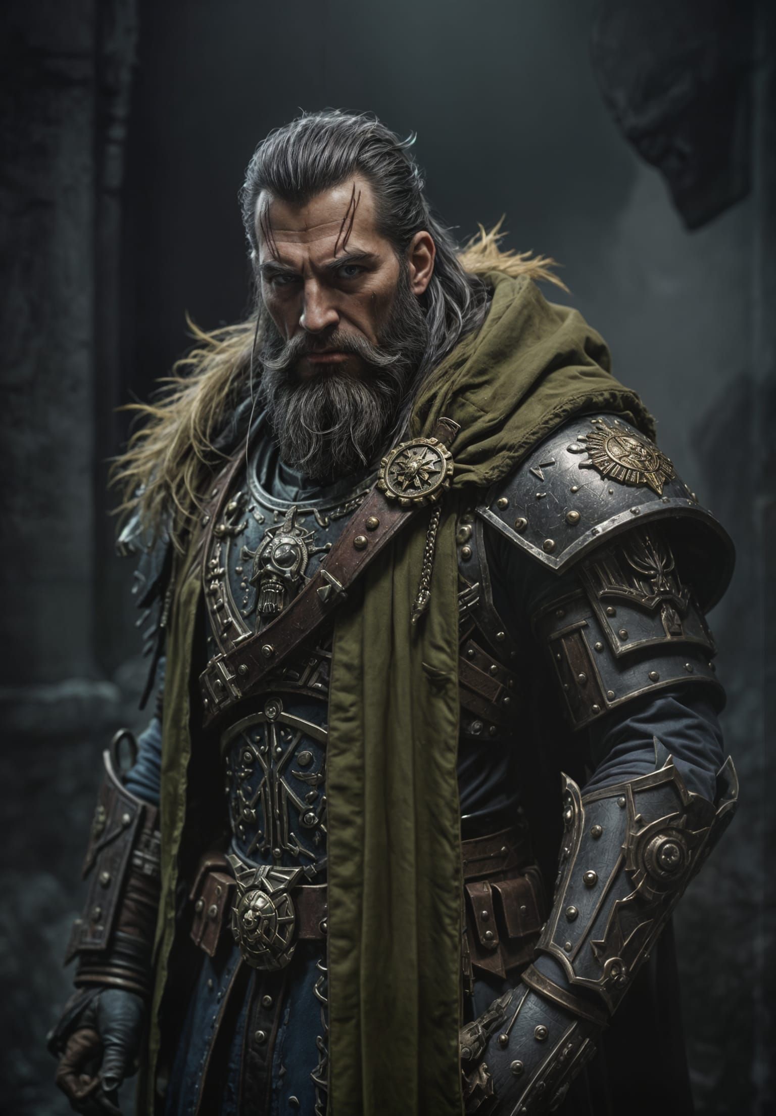 Viking Merchant in Dark Fantasy Warhammer Style