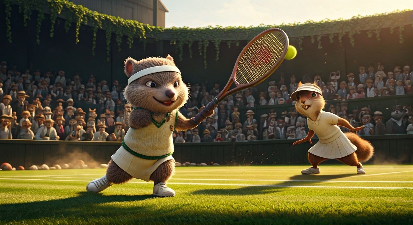 Wombat Champion at Wombledon Finals in Pixar Style