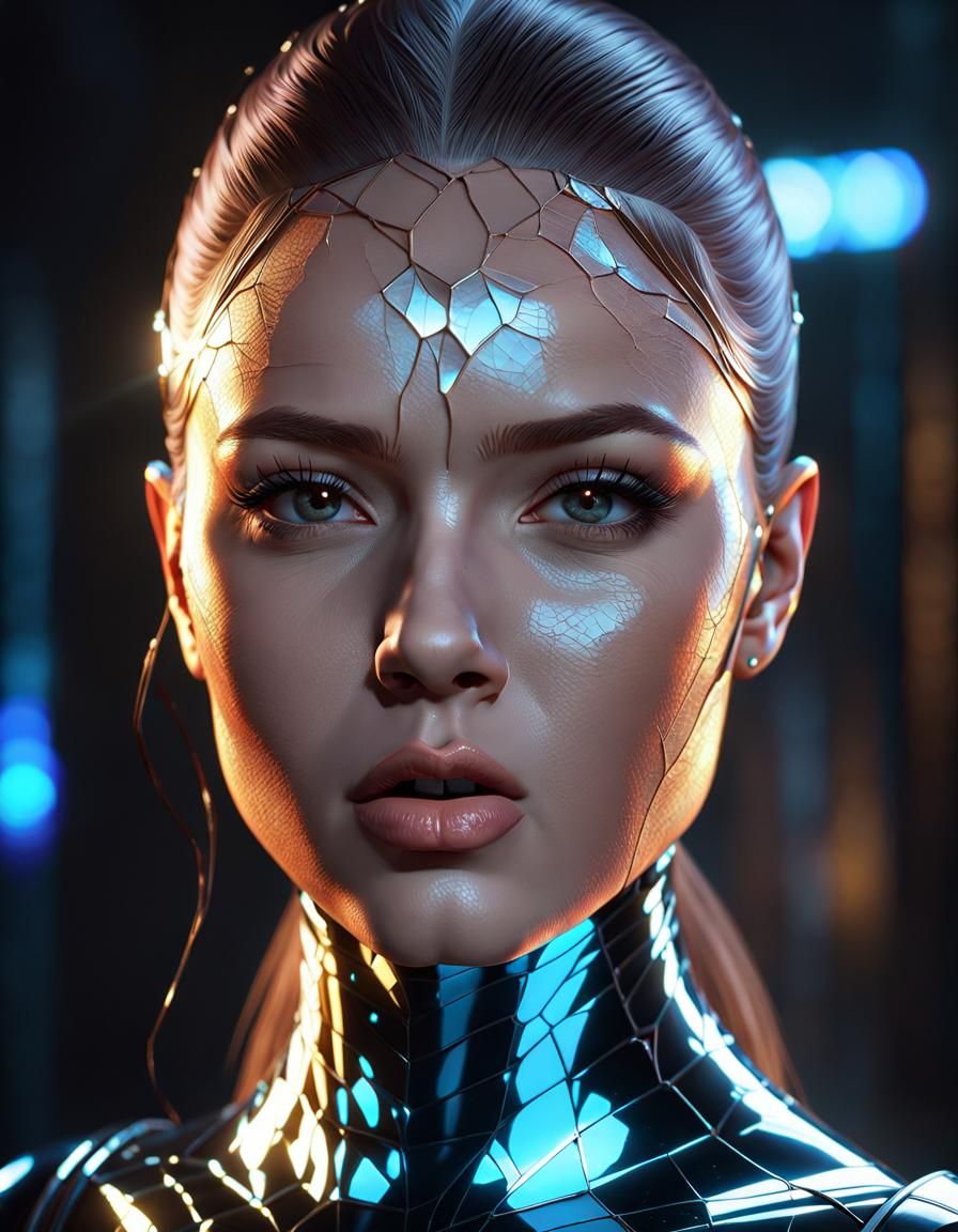 Mystical Portrait: Young Woman with Glass Skin