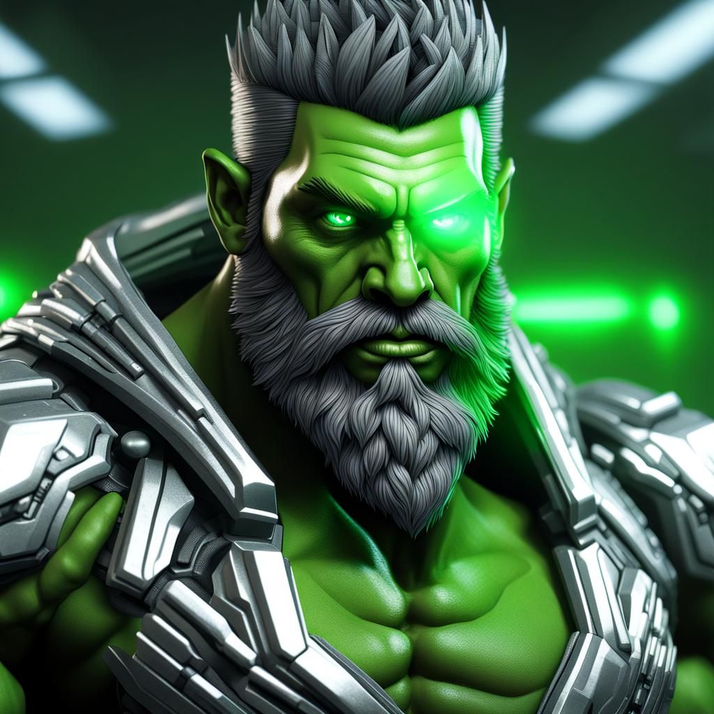 Futuristic Orc with Laser Eyes in Pixel Art